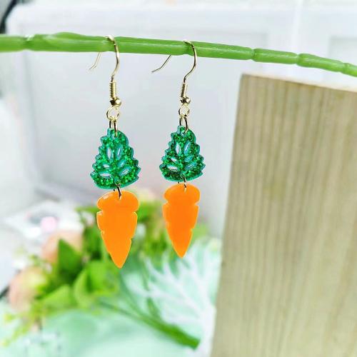 Acrylic Drop Earring, Carrot, fashion jewelry & for woman, 65mm, Sold By Pair