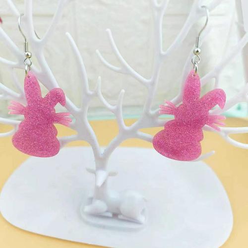 Acrylic Drop Earring, Rabbit, handmade, fashion jewelry & for woman, more colors for choice, 30x70mm, Sold By Pair