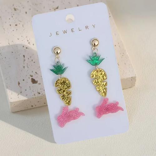 Acrylic Drop Earring, Carrot, handmade, fashion jewelry & for woman, 19x60mm, Sold By Pair