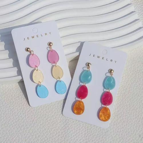 Acrylic Drop Earring, with Tibetan Style, Oval, handmade, fashion jewelry & for woman, more colors for choice, 12x52mm, Sold By Pair