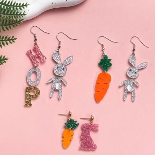 Acrylic Asymmetric Earrings, Rabbit, different styles for choice & for woman, Sold By Pair
