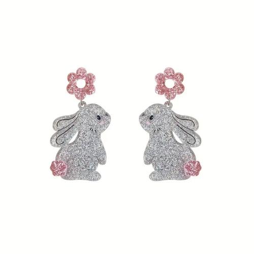 Acrylic Drop Earring, Rabbit, fashion jewelry & for woman, more colors for choice, 33x62mm, Sold By Pair