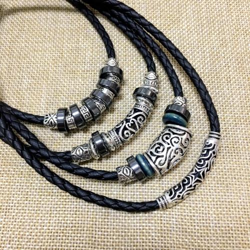 Tibetan Style Necklace, with Black Magnetic Stone & PU Leather, handmade, different styles for choice & for man, Length:Approx 39-65 cm, Sold By PC