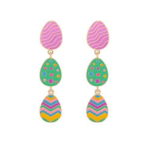 Tibetan Style Drop Earring, Oval, gold color plated, for woman & enamel, 13x62mm, Sold By Pair
