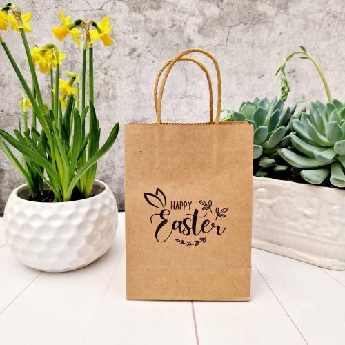 Kraft Gift Bag, Rectangle, hot stamping, with letter pattern, khaki, 200x270x140mm, Sold By PC