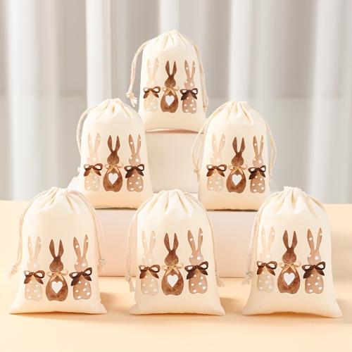 Cotton Fabric Drawstring Bag, Rectangle, printing, dustproof, 100x150mm, 6PCs/Set, Sold By Set