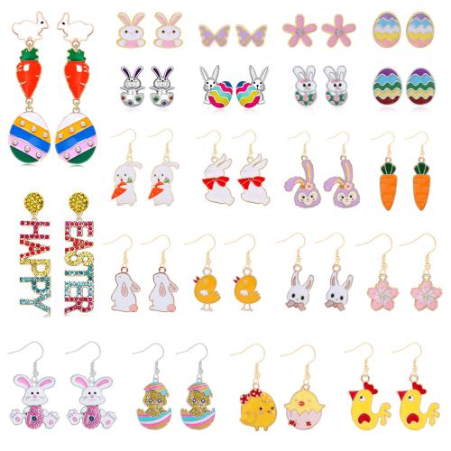 Zinklegierung Tropfen Ohrring, plattiert, verschiedene Stile für Wahl & für Frau & Emaille & mit Strass, verkauft von Paar