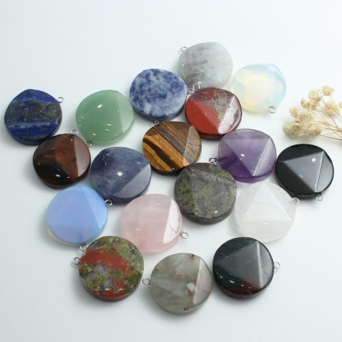 Gemstone Pendants Jewelry, Flat Round, DIY & different materials for choice & faceted, 27x30x8mm, Sold By PC