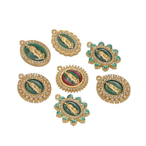 Stainless Steel Pendants, 304 Stainless Steel, gold color plated, DIY & enamel & with rhinestone, more colors for choice, 10PCs/Bag, Sold By Bag