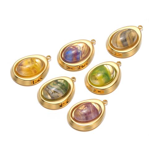 Resin Pendant, 304 Stainless Steel, with Resin, Teardrop, gold color plated, DIY, more colors for choice, 17x23mm, 4PCs/Bag, Sold By Bag