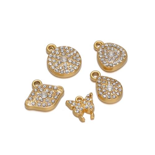 Stainless Steel Pendants, 304 Stainless Steel, gold color plated, DIY & different styles for choice & with rhinestone, 10PCs/Bag, Sold By Bag