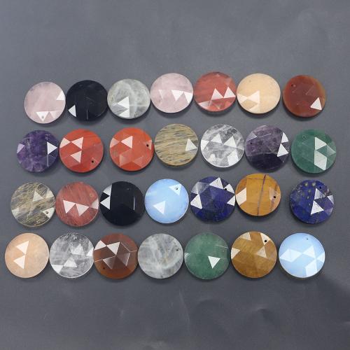 Gemstone Pendants Jewelry, Flat Round, polished, DIY & different materials for choice & faceted, 25x25x7mm, Sold By PC