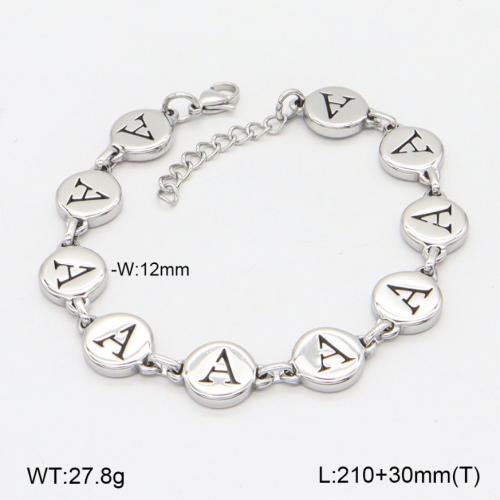 304 Stainless Steel Bracelet, with 3cm extender chain, Alphabet Letter, polished, fashion jewelry & Unisex & different designs for choice, original color, Length:Approx 21 cm, Sold By PC