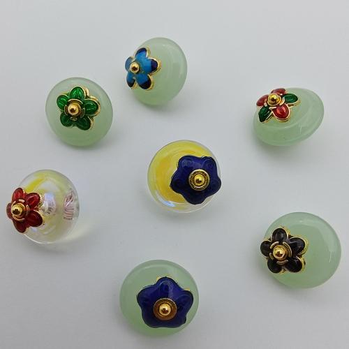 Zinklegierung Schmuckverschluss, Glas, mit Zinklegierung, Blume, goldfarben plattiert, DIY & Emaille, keine, 10x12mm, 100PCs/Tasche, verkauft von Tasche