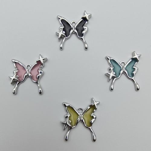 Resin Tibetan Style Pendants, with Resin, Butterfly, plated, DIY, more colors for choice, 24x21x2.80mm, 100PCs/Bag, Sold By Bag
