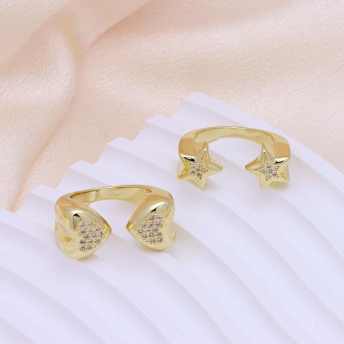 Cubic Zirconia Micro Pave Brass Ring, gold color plated, adjustable & different styles for choice & micro pave cubic zirconia & for woman, more colors for choice, Sold By PC
