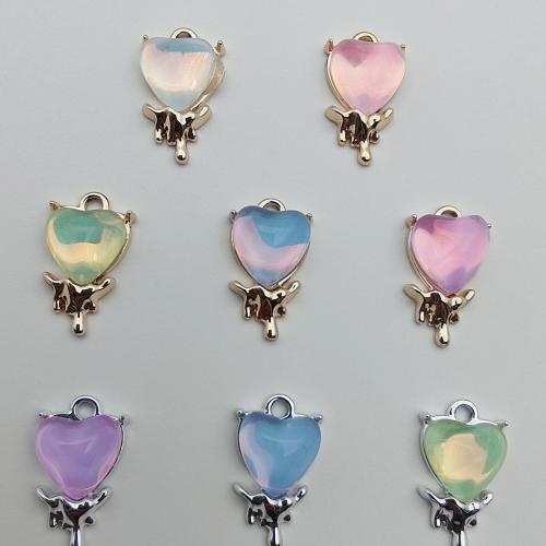 Resina colgantes de la aleación de Zinc, con resina, Corazón, chapado, Bricolaje, más colores para la opción, 18.80x10.80x6.20mm, 100PCs/Bolsa, Vendido por Bolsa