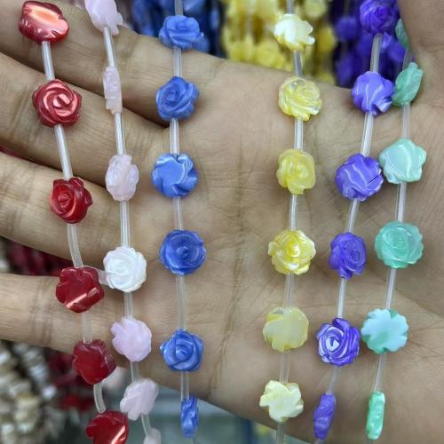 Abalorios de Nácar Colorido Natural, Rosa, teñido & Bricolaje & cara sola, más colores para la opción, 10mm, 8PCs/Bolsa, Vendido por Bolsa