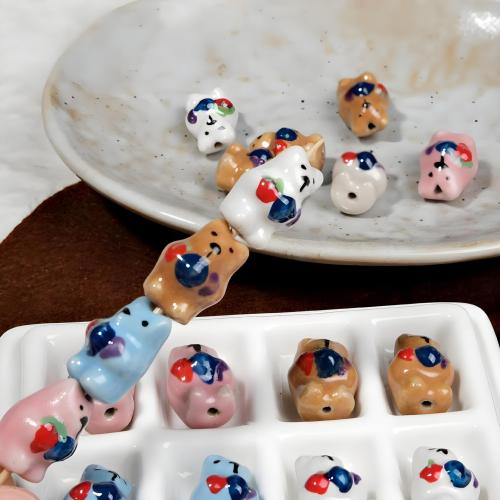 Abalorios de Porcelana, Oso, dibujo de la mano, Bricolaje, más colores para la opción, 13x18mm, 100PCs/Bolsa, Vendido por Bolsa