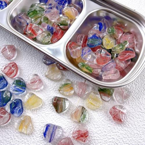 Модные  стеклянные бусинки, Стеклянный, Сердце, DIY, Много цветов для выбора, 15.50x13.70mm, отверстие:Приблизительно 1mm, 100ПК/сумка, продается сумка