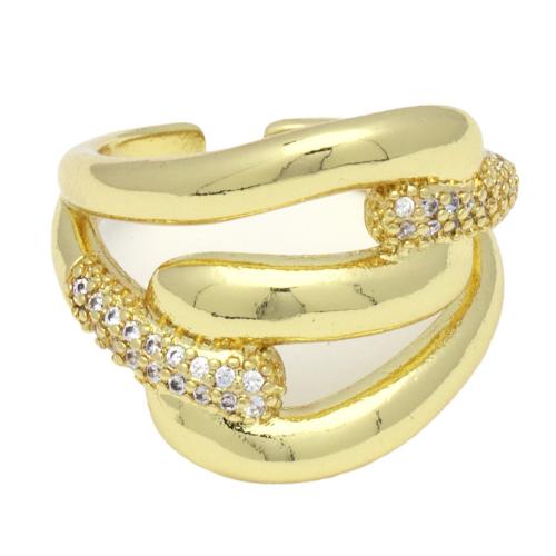Cubic Zirconia Micro Pave Brass Ring, gold color plated, micro pave cubic zirconia & for woman, 23x18mm, Sold By PC