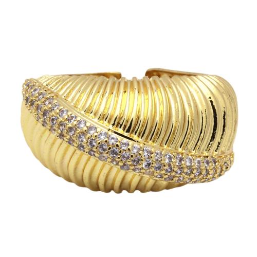 Cubic Zirconia Micro Pave Brass Ring, gold color plated, micro pave cubic zirconia & for woman, 25x13mm, Sold By PC