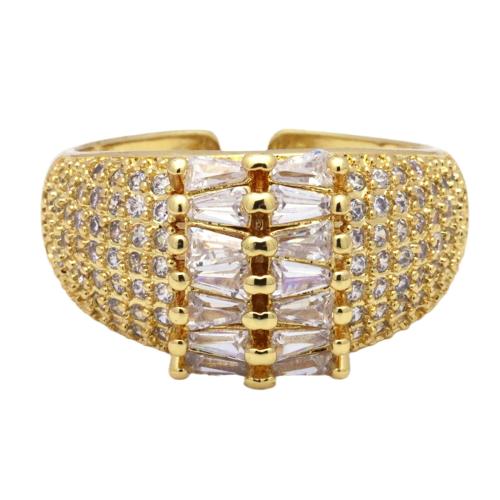 Cubic Zirconia Micro Pave Brass Ring, gold color plated, adjustable & micro pave cubic zirconia & for woman, 21x11mm, Sold By PC