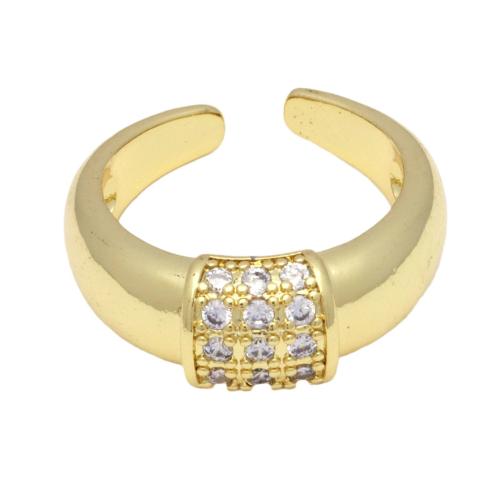 Cubic Zirconia Micro Pave Brass Ring, gold color plated, adjustable & micro pave cubic zirconia & for woman, 22x8mm, Sold By PC