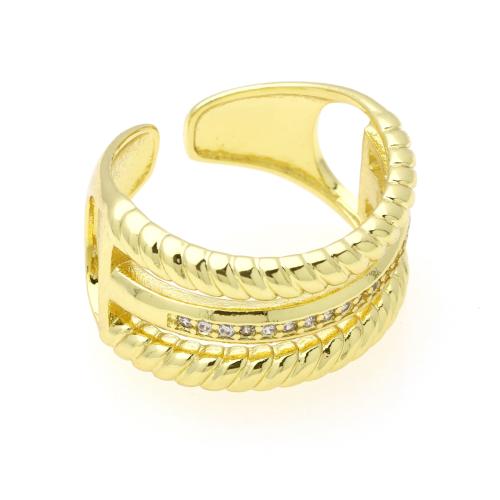 Cubic Zirconia Micro Pave Brass Ring, gold color plated, adjustable & micro pave cubic zirconia & for woman, 23x11mm, Sold By PC