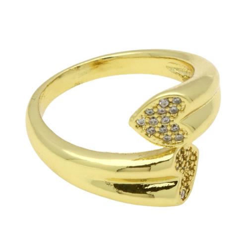 Cubic Zirconia Micro Pave Brass Ring, gold color plated, adjustable & micro pave cubic zirconia & for woman, 23x15mm, Sold By PC