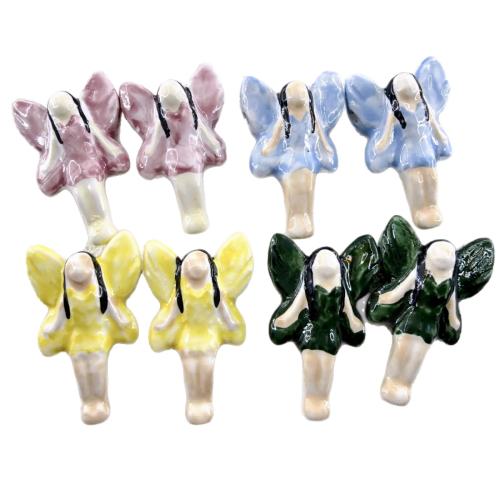 Abalorios de Porcelana, Hadas, dibujo de la mano, Bricolaje, más colores para la opción, 35x21.50x10mm, agujero:aproximado 2.5mm, 100PCs/Bolsa, Vendido por Bolsa