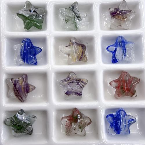 Модные  стеклянные бусинки, Стеклянный, Звезда, DIY, Много цветов для выбора, 16x8mm, отверстие:Приблизительно 1mm, 100ПК/сумка, продается сумка