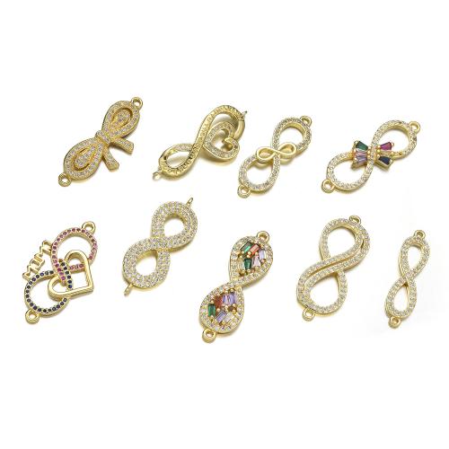 Befestiger Zirkonia Messing Schmuckverbinder, Unendliche, goldfarben plattiert, DIY & verschiedene Stile für Wahl & Micro pave Zirkonia, verkauft von PC