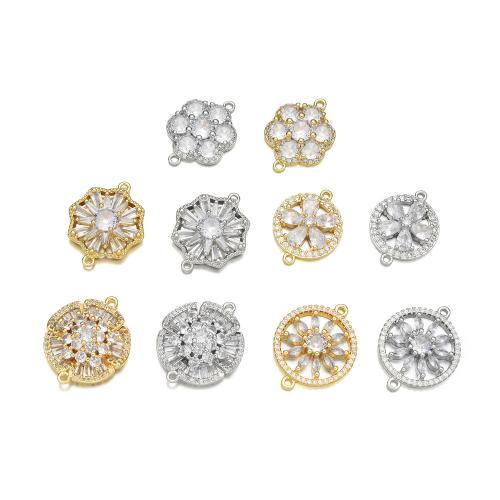 Befestiger Zirkonia Messing Schmuckverbinder, gänseblümchenMargerite, plattiert, DIY & verschiedene Stile für Wahl & Micro pave Zirkonia, verkauft von PC