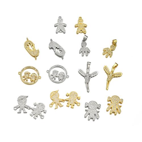 Cubic Zirconia Micro Pave Brass Pendant, Character, plated, DIY & different styles for choice & micro pave cubic zirconia, Sold By PC