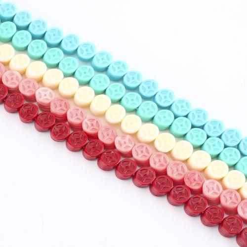 канифольные ювелирные бусины, канифоль, Древняя китайская монета, DIY, Много цветов для выбора, 9x9x6mm, длина:Приблизительно 38 см, продается PC