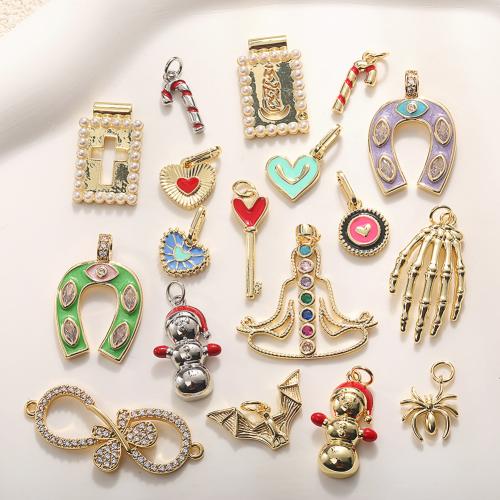 Cubic Zirconia Micro Pave Brass Pendant, plated, DIY & different styles for choice & micro pave cubic zirconia & enamel, Sold By PC