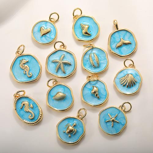 Brass Jewelry Pendants, real gold plated, DIY & different styles for choice & enamel, Sold By PC