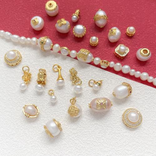 Freshwater Pearl Pendants, Brass, with Freshwater Pearl, gold color plated, DIY & different styles for choice & with rhinestone, more colors for choice, Sold By PC