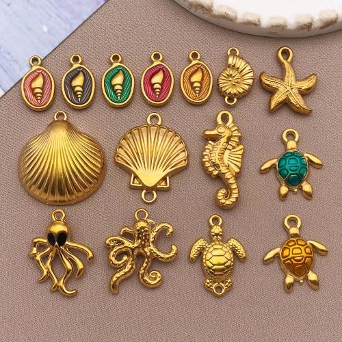 Stainless Steel Animal Pendants, 304 Stainless Steel, gold color plated, ocean design & DIY & different styles for choice & enamel, 10PCs/Bag, Sold By Bag