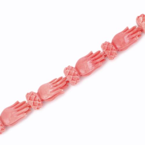 Resin Jewelry Beads, Hand, DIY & Buddhist jewelry, pink, 25x10x10mm, Sold Per Approx 41 cm Strand