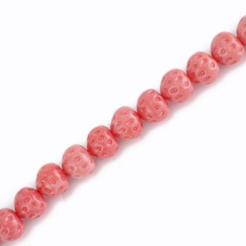Resin Jewelry Beads, Strawberry, DIY, pink, 10x11x11mm, Sold Per Approx 40 cm Strand