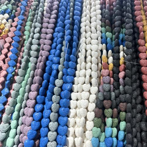 Natural Lava Beads, Heart, DIY, more colors for choice, 13x14mm, Length:Approx 38 cm, Sold By PC