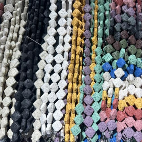 Natural Lava Beads, Geometrical Pattern, DIY, more colors for choice, 14x14mm, Sold Per Approx 38 cm Strand