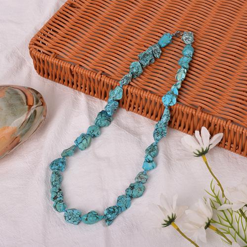 Natural Turquoise Necklace, irregular, handmade, fashion jewelry & Unisex, beads size 16-17x19-20mm, Length:Approx 60 cm, Sold By PC