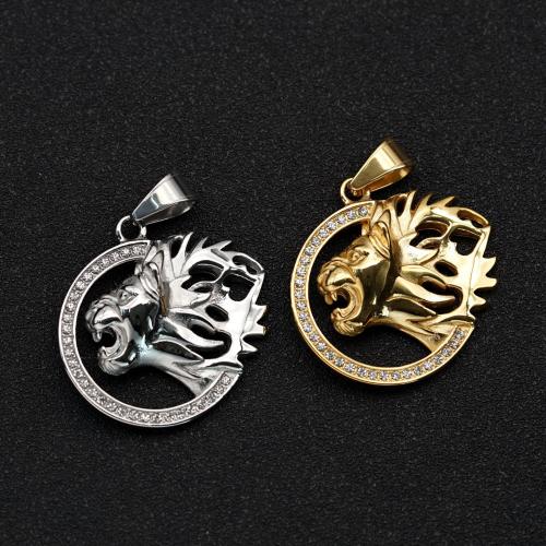 Stainless Steel Animal Pendants, plated, DIY & Unisex & with rhinestone, more colors for choice, 45x39mm, Sold By PC