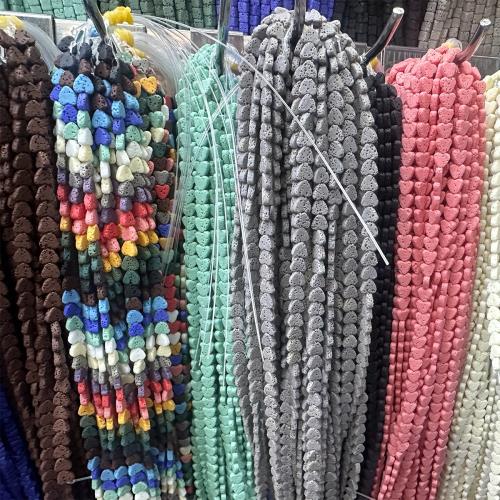 Natural Lava Beads, Heart, DIY, more colors for choice, 2x6mm, Sold Per Approx 38 cm Strand
