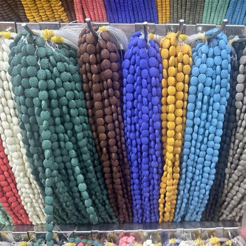 Natural Lava Beads, Flat Round, DIY, more colors for choice, 8x10mm, Sold Per Approx 38 cm Strand