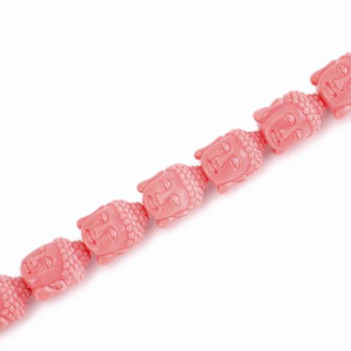Resin Jewelry Beads, Buddha, DIY & double-sided, pink, 15x12x12mm, Length:Approx 40 cm, Sold By PC