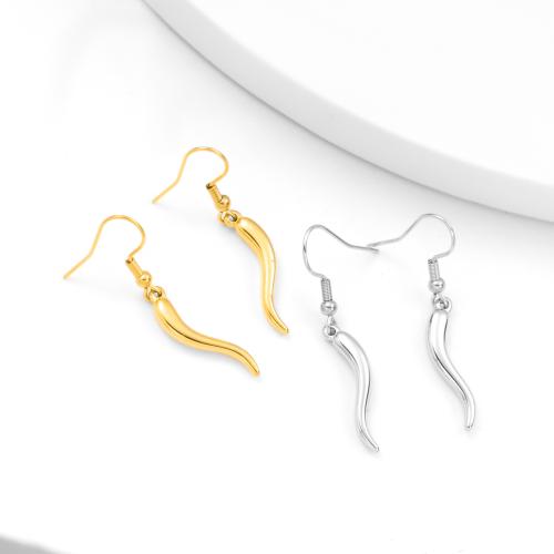 Stainless Steel Drop Earring, plated, for woman, more colors for choice, 4x40mm, Sold By Pair